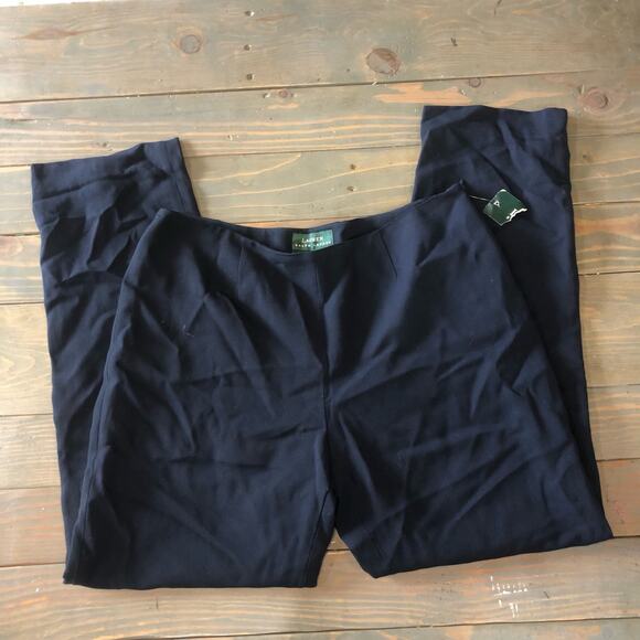 Ralph Lauren Mustique navy blue worsted wool women's dress pants size 14 NEW - Picture 1 of 8